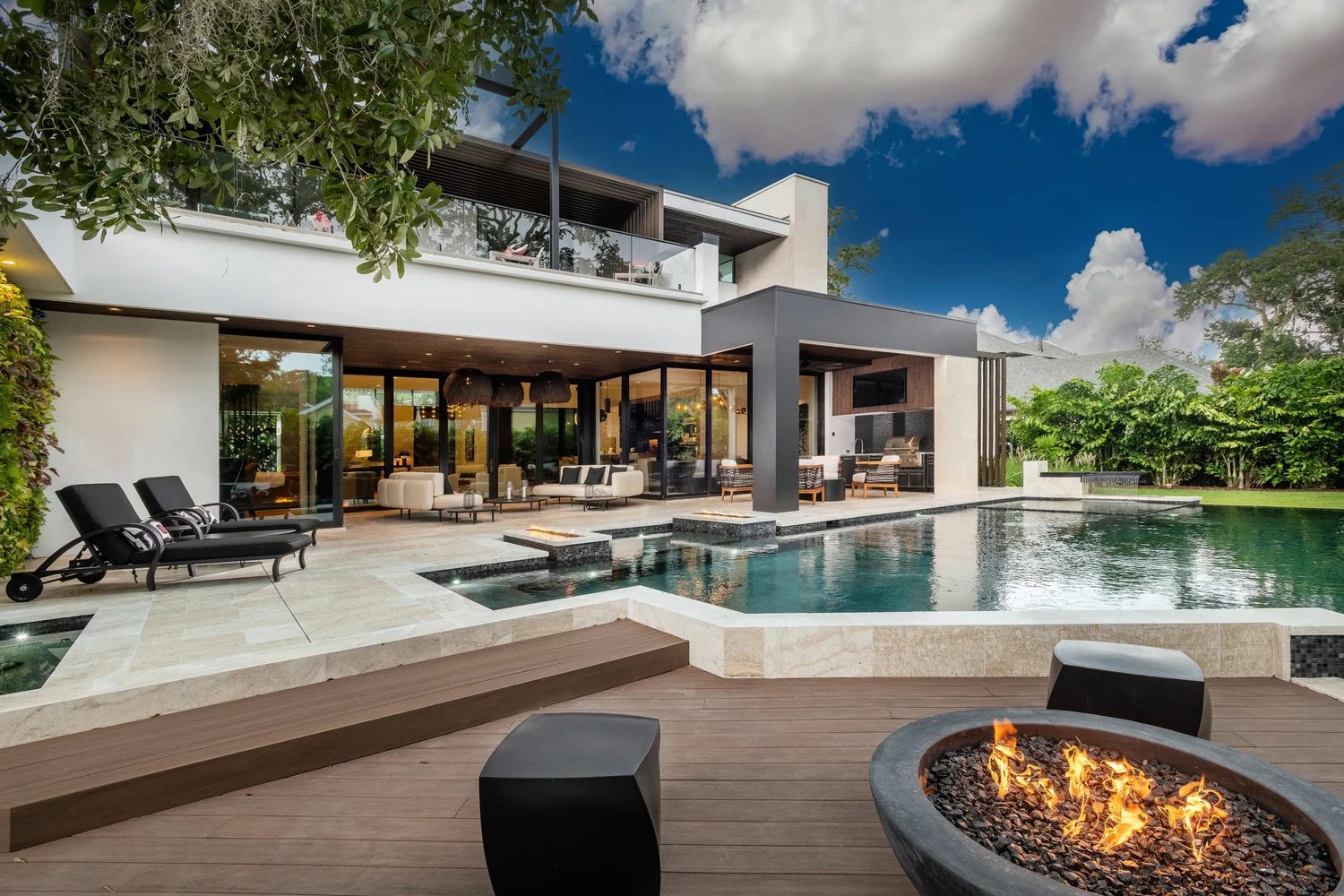 Pool and outdoor living area photographed for luxury listing